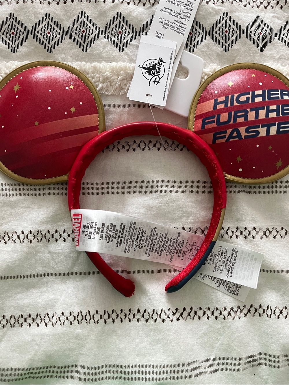 Disney/Captain Marvel Adult Red & Blue Ear Headband - Picture 2 of 3